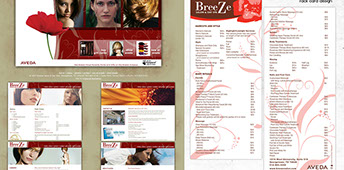 Breeze Salon and Spa rack card design and website design.